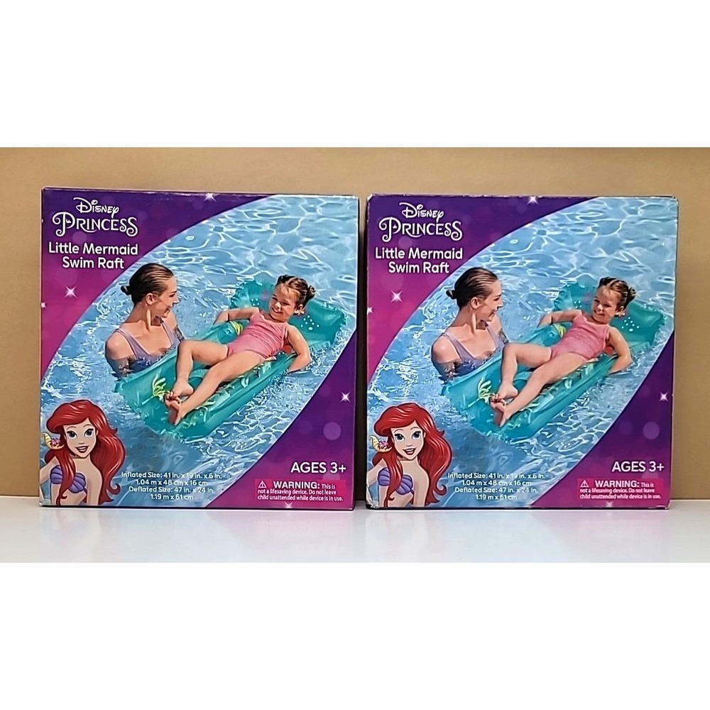2-Pack Disney Princess Little Mermaid Ariel Kids Inflatable Swim Raft/Pool Float